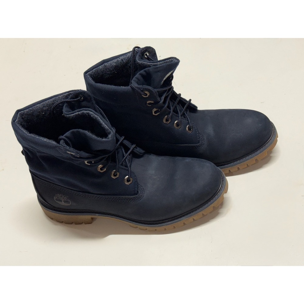 Timberland Roll Top Navy Blue Nubuck Leather Boots Mens‎ 7.5 TB0A17BM
